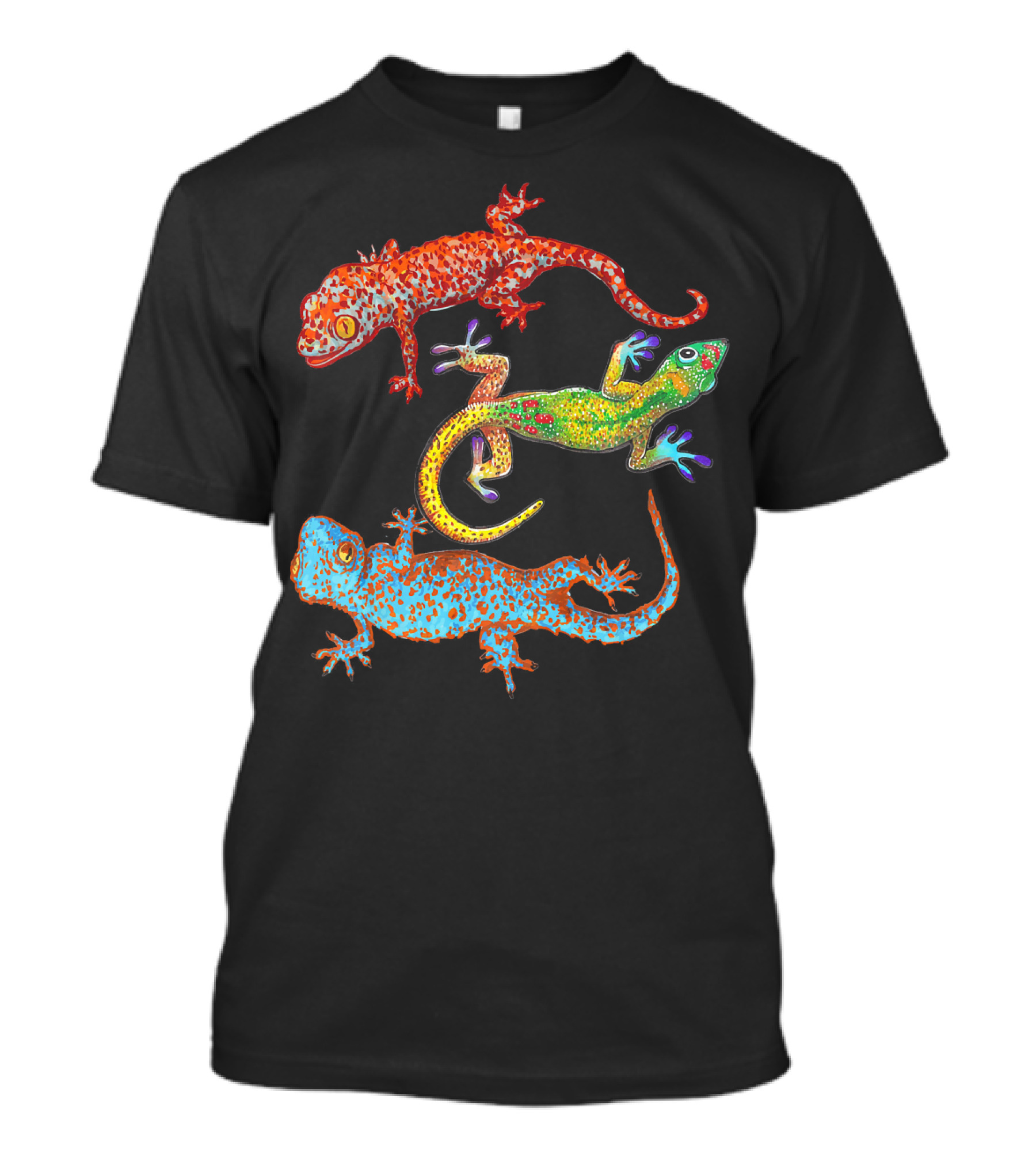 Colorful Vibrant Cute Gecko Trio T-Shirt
