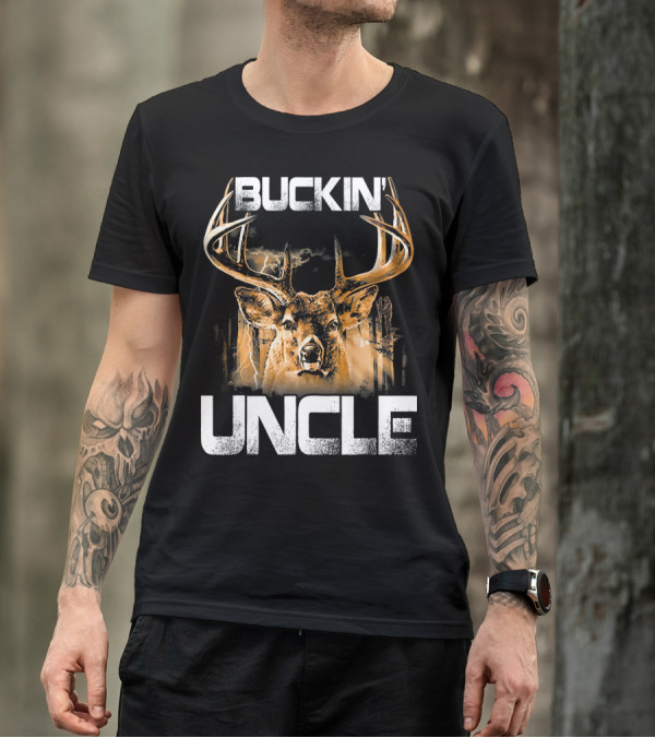 Buckin Uncle Deer Hunting Bucking Stag Thunderstorm Forest T-Shirt