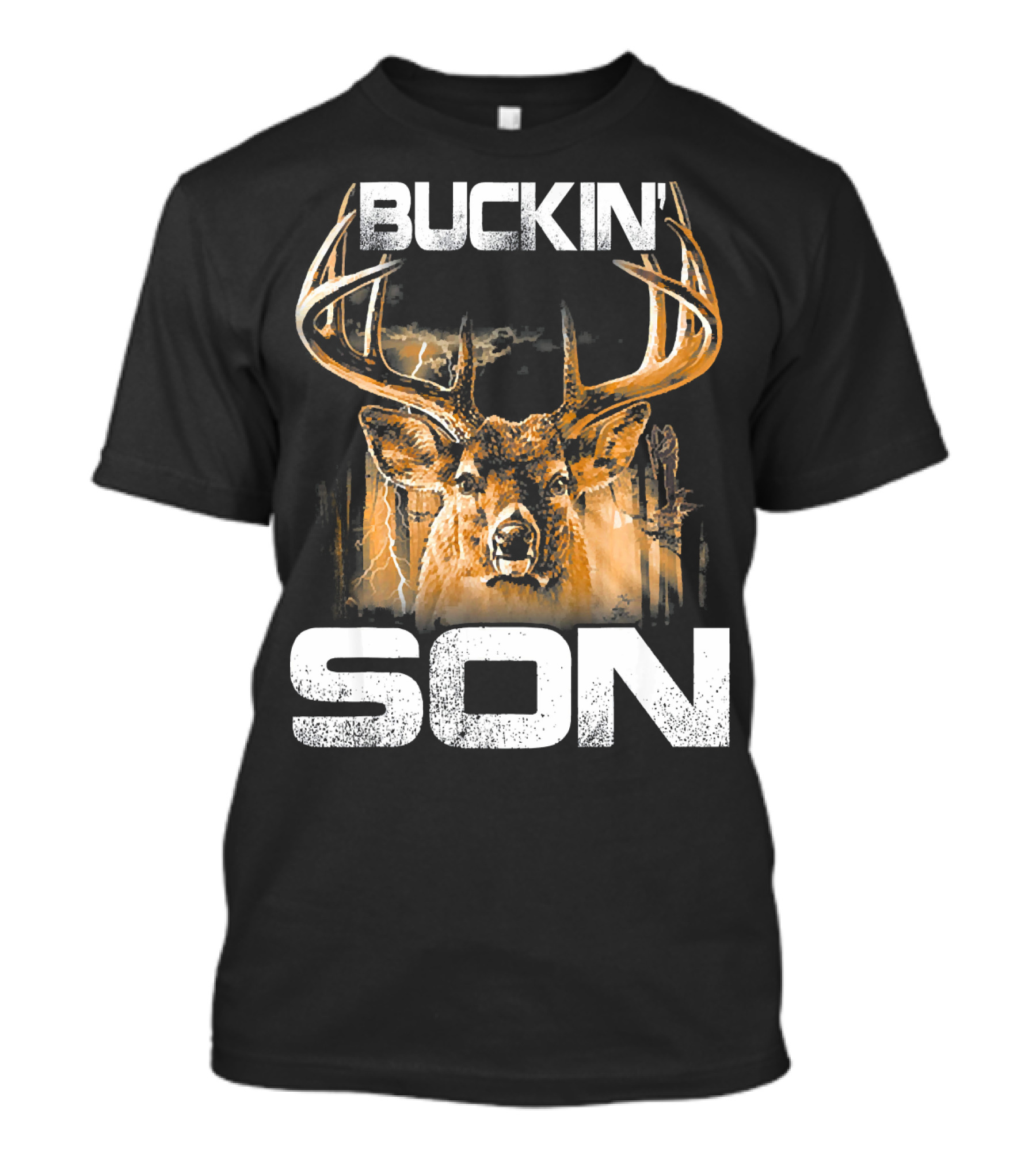 Buckin Son Deer Hunting Bucking Antlers Lightning T-Shirt