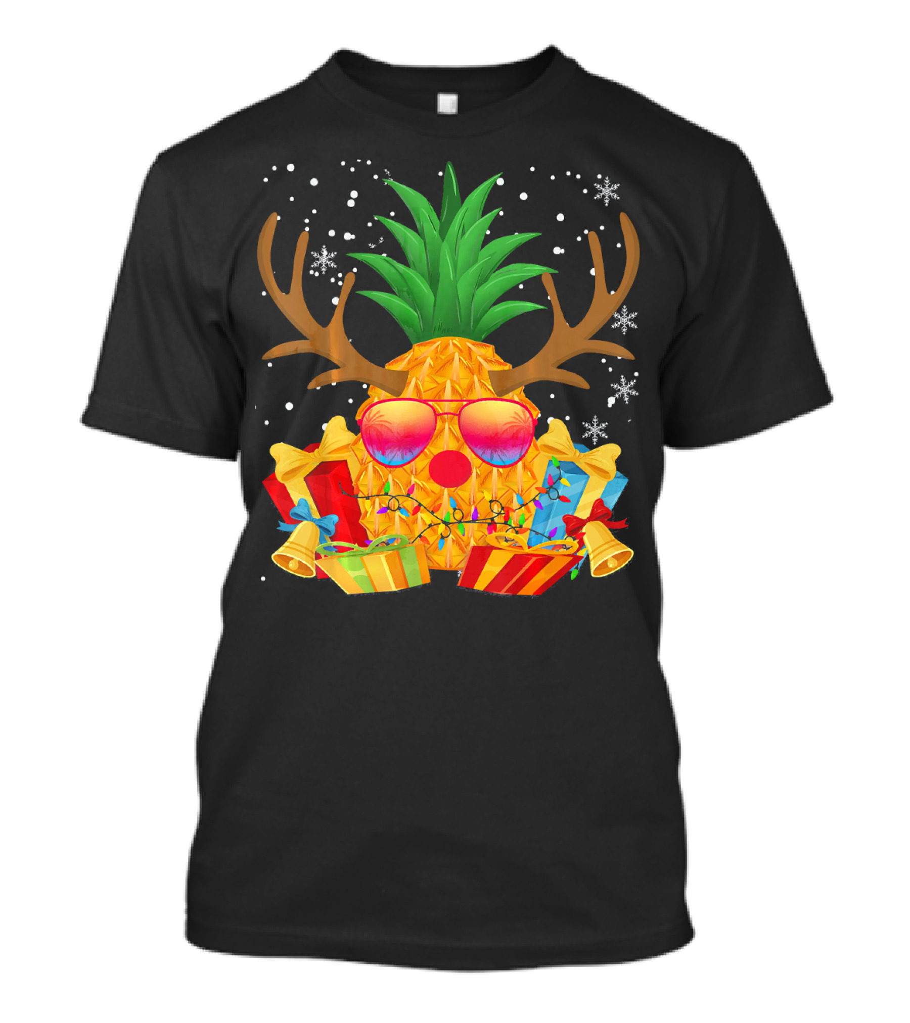 Christmas Pineapple Reindeer Holiday Gifts Snowflakes T-Shirt