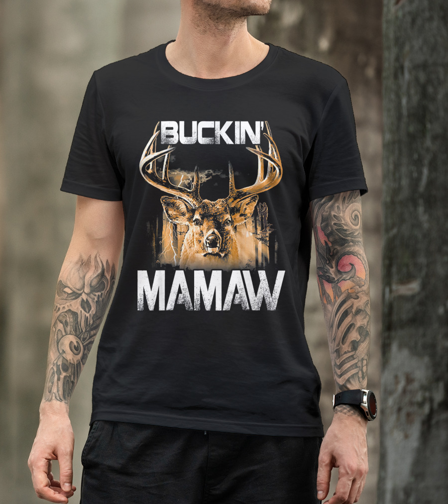 Buckin Mamaw Deer Hunting Buck Antlers Charging T-Shirt