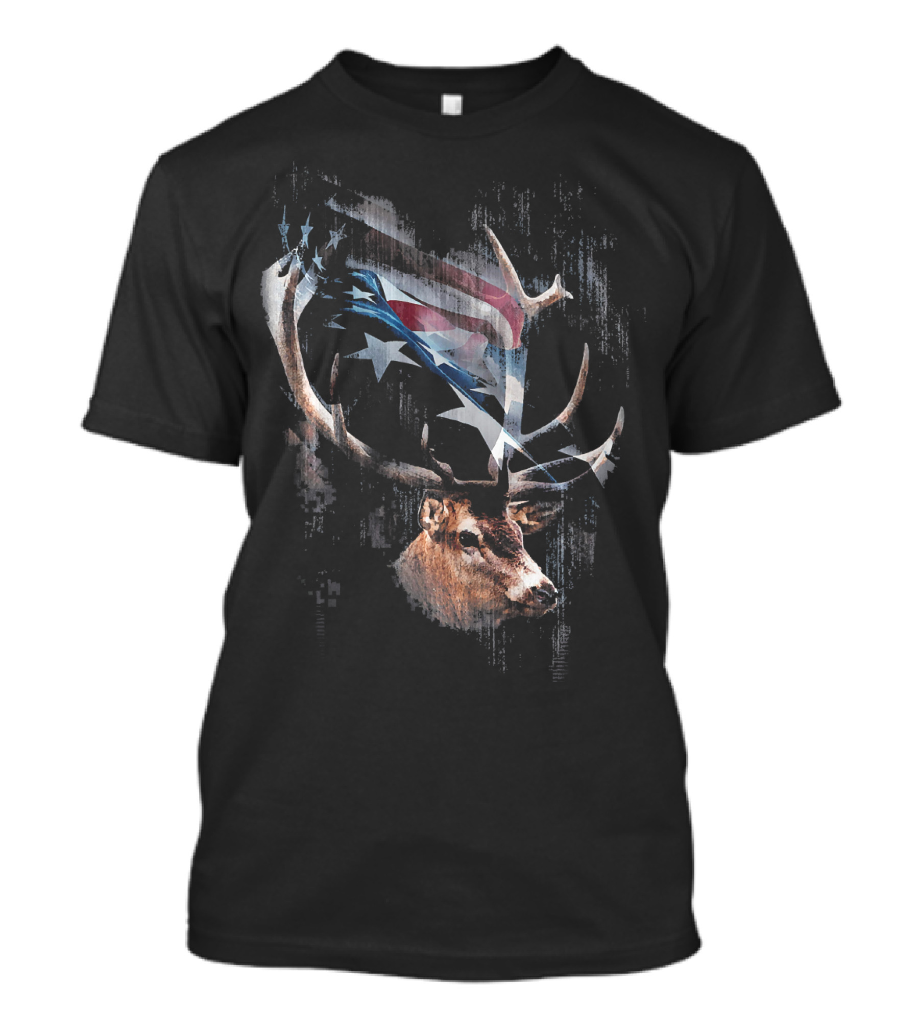 Deer Hunting USA American Flag Antler T-Shirt