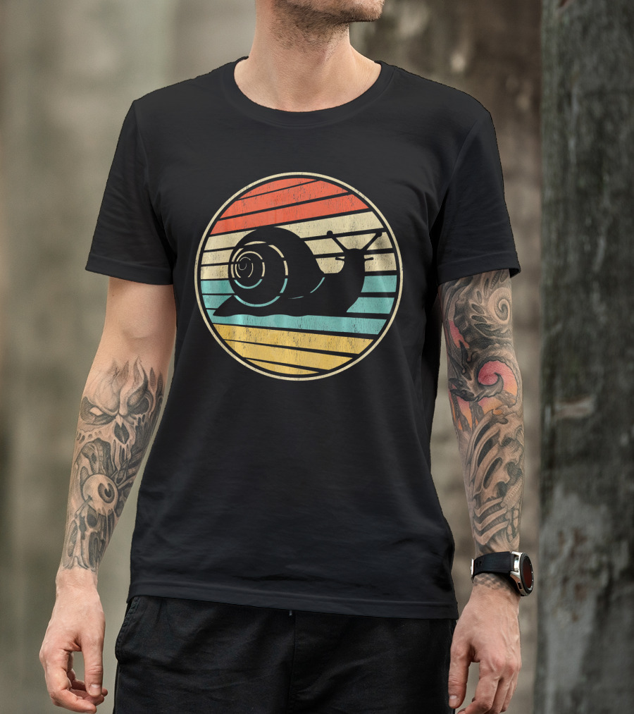 Cool Snail Retro Vintage 70s 80s Striped Circle T-Shirt