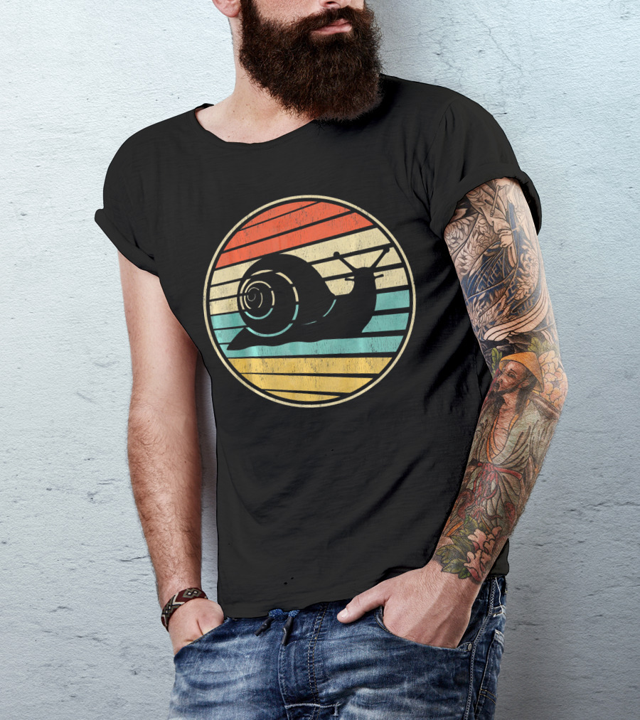 Cool Snail Retro Vintage 70s 80s Striped Circle T-Shirt