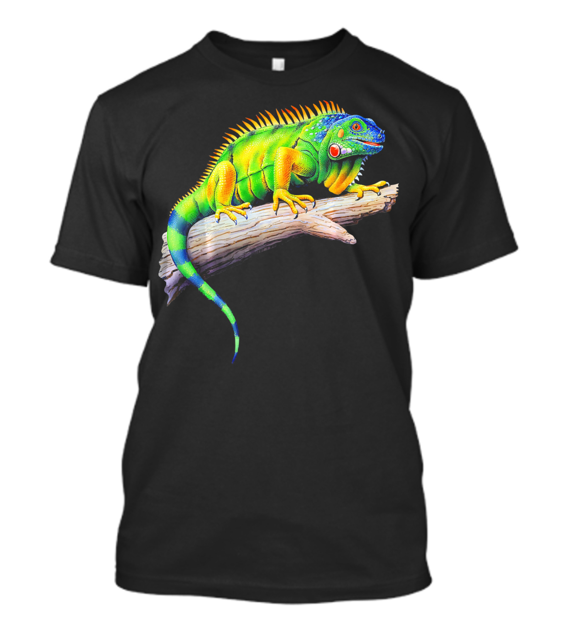 Vibrant Multicolored Iguana On Log T-Shirt