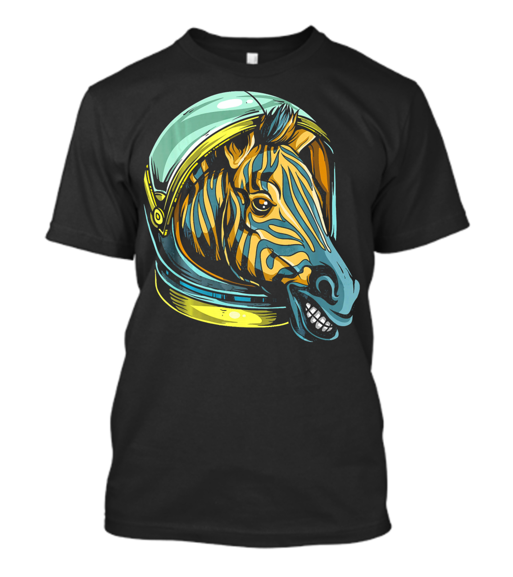 Crazy Space Zebra Astronaut Helmet Headshot T-Shirt