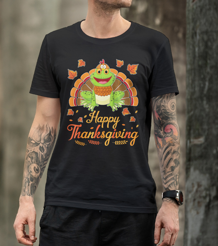 Happy Thanksgiving Cute Turkey Frog T-Shirt