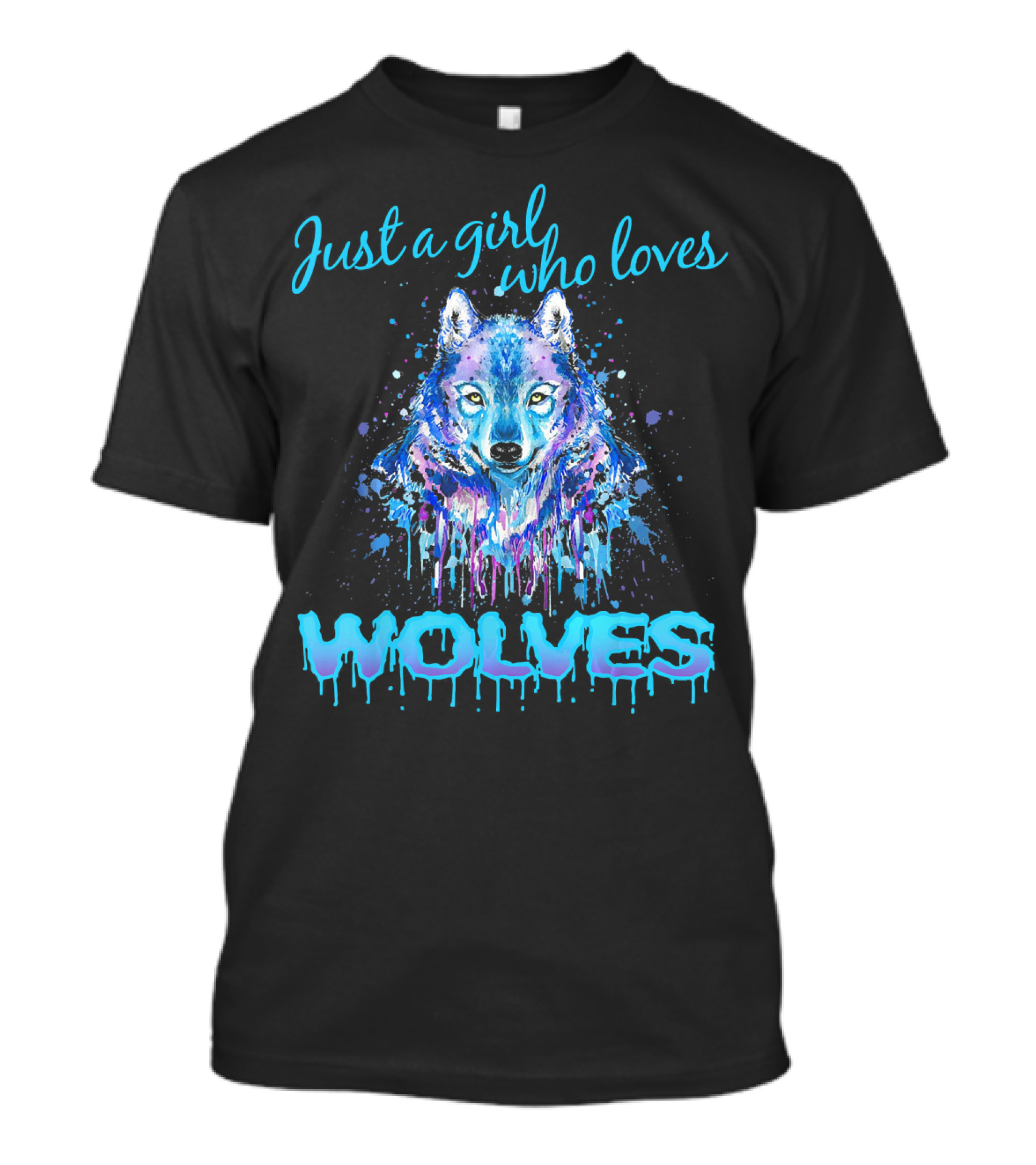 Just A Girl Who Loves Wolves With Colorful Wolf T-Shirt
