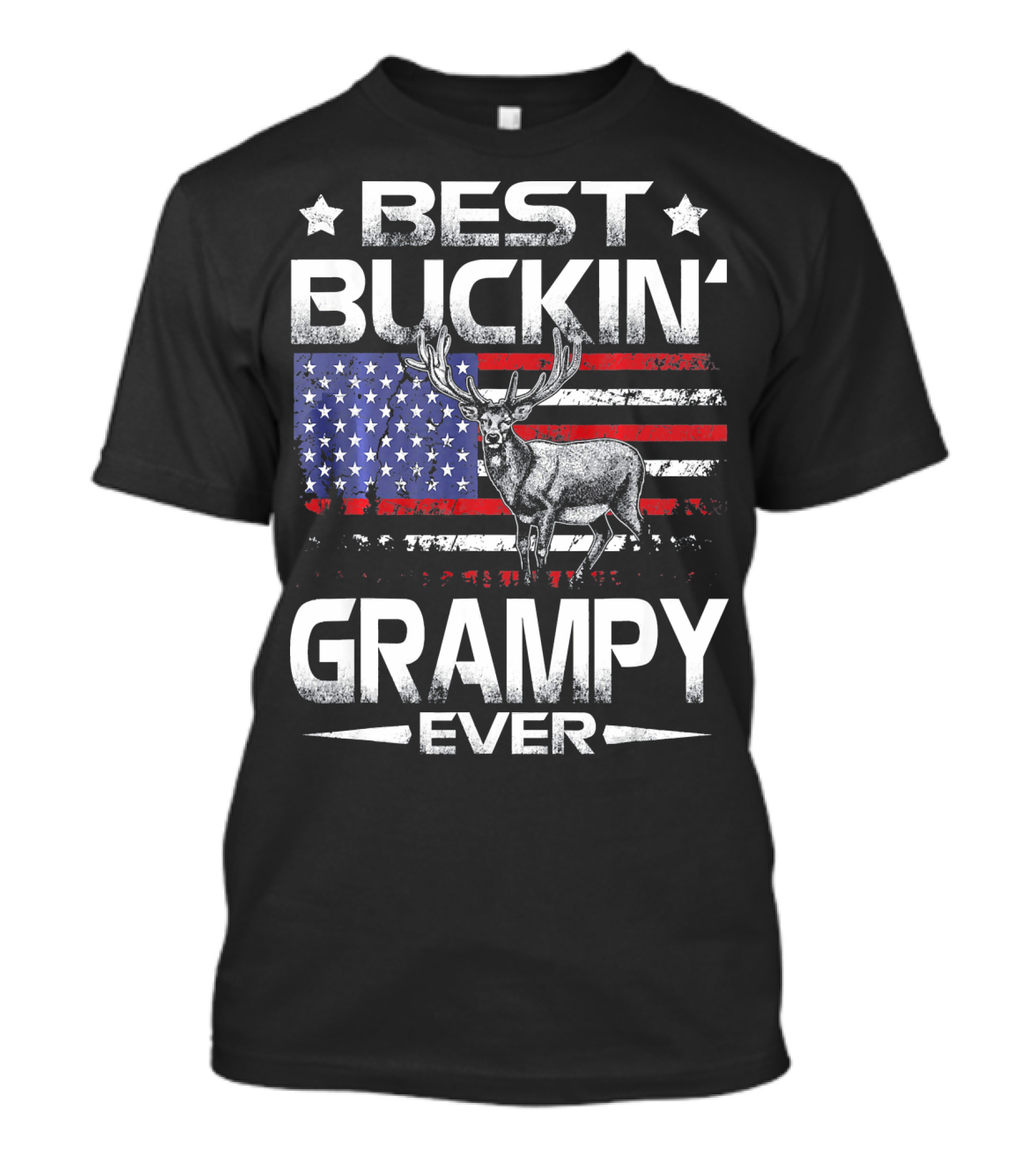 Best Buckin' Grampy Ever Deer Hunting American Flag Stars Buck T-Shirt