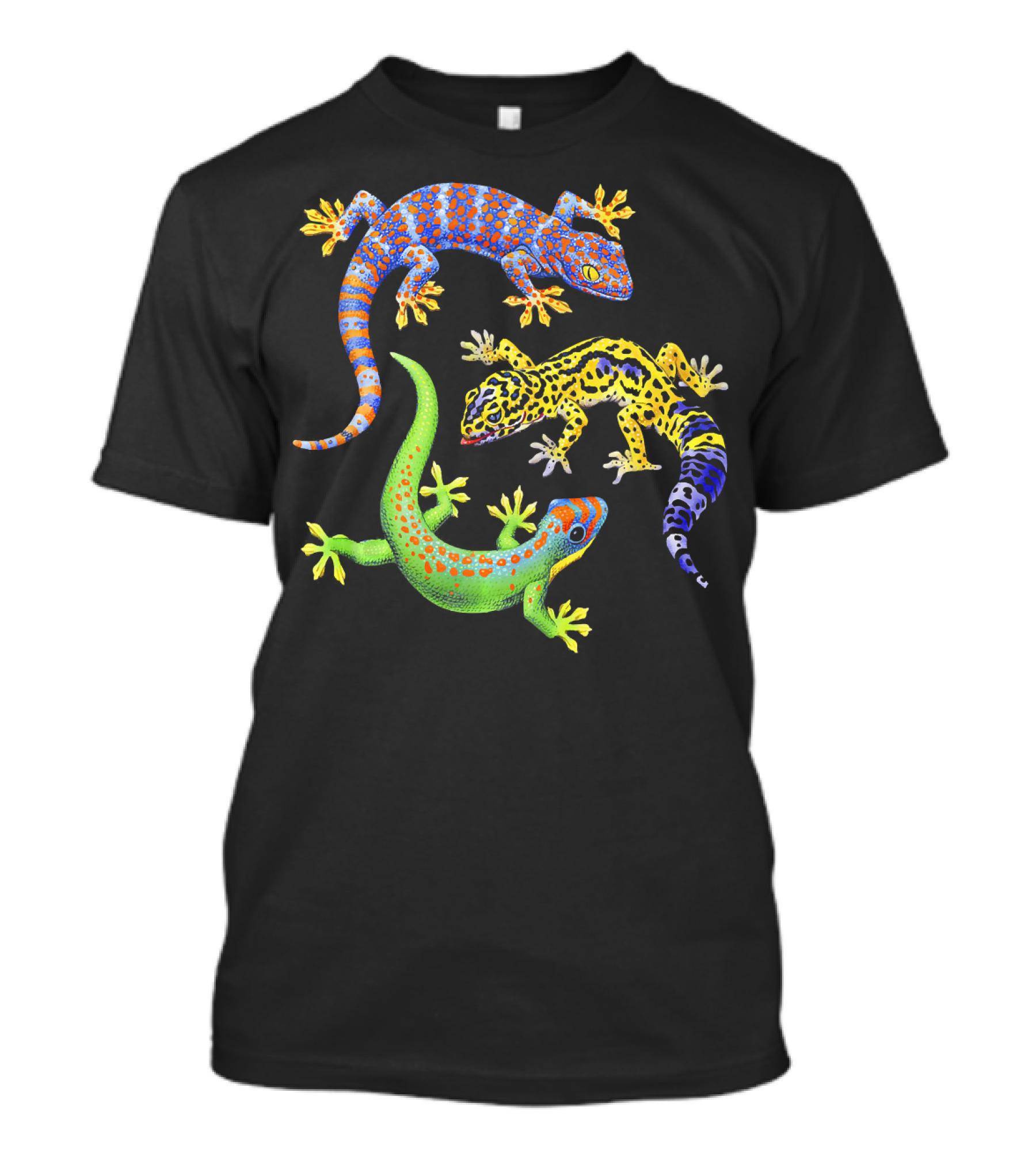 Colorful Three Gecko Wildlife Lizard T-Shirt
