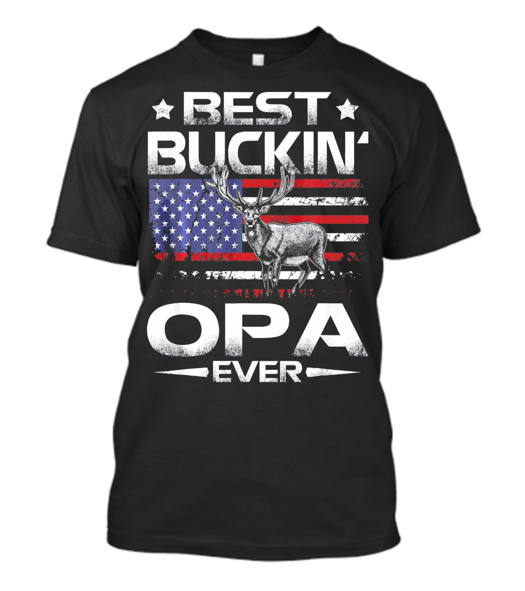 Best Buckin OPA Ever American Flag Deer Hunting Father T-Shirt
