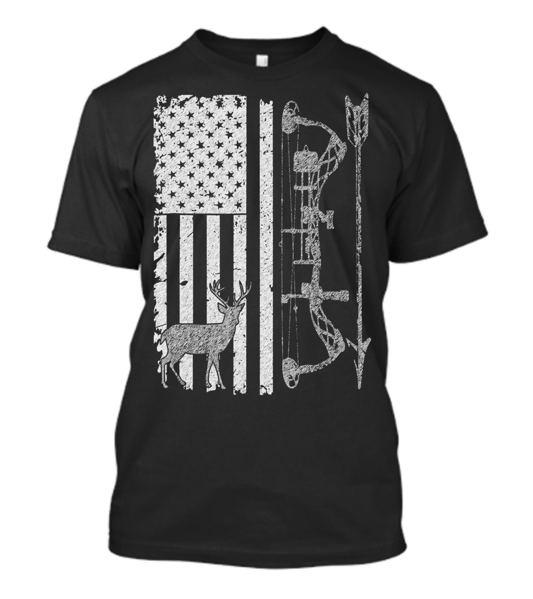 American Flag Deer Bow Hunting Arrow T-Shirt
