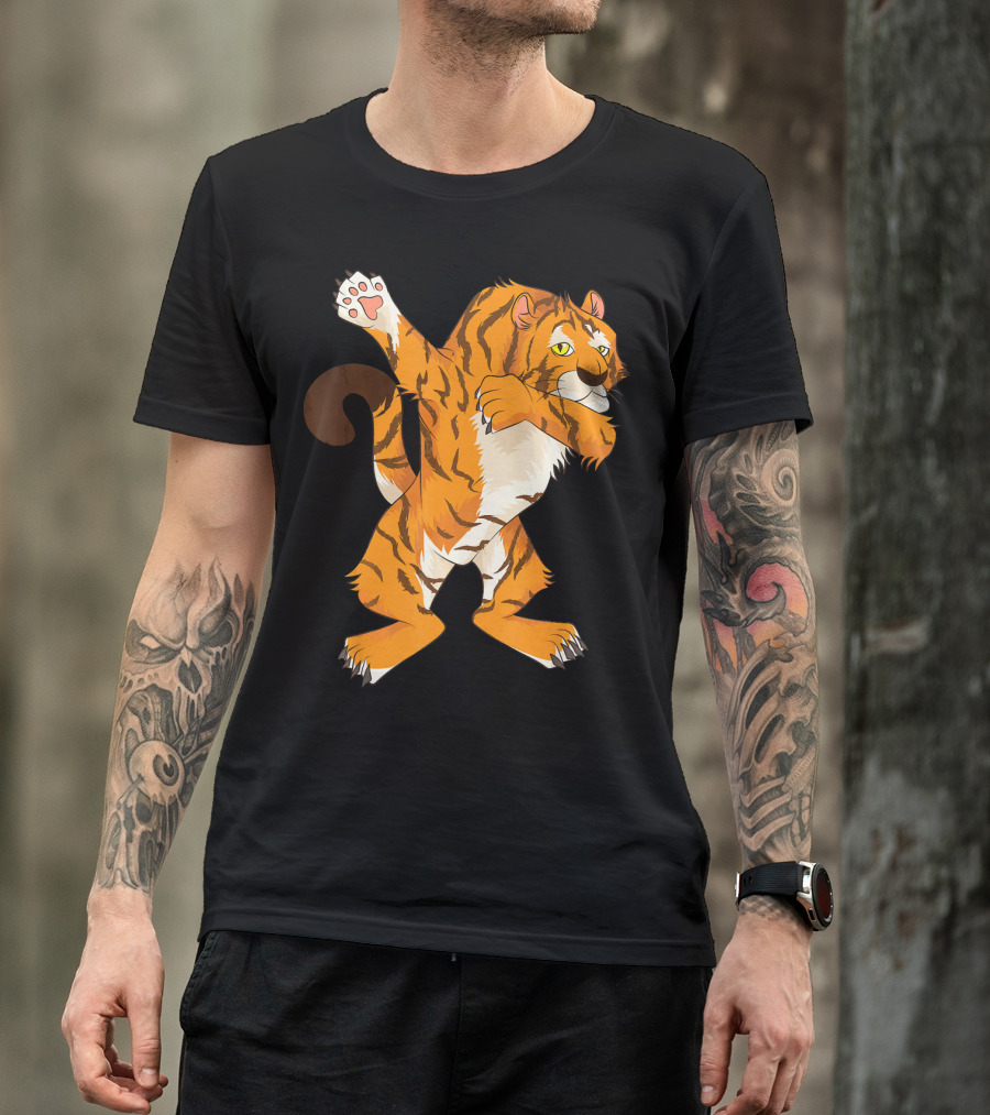 Cute Dabbing Tiger Funny Wild Animal Dance Pose T-Shirt