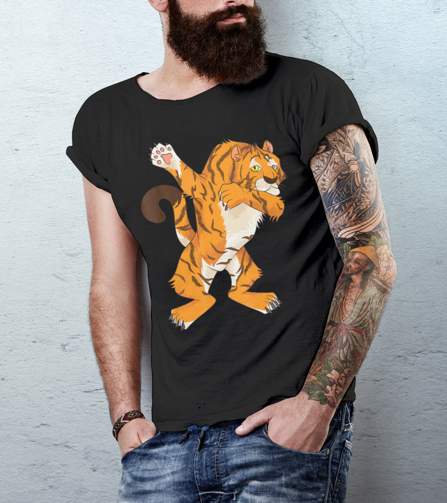 Cute Dabbing Tiger Funny Wild Animal Dance Pose T-Shirt