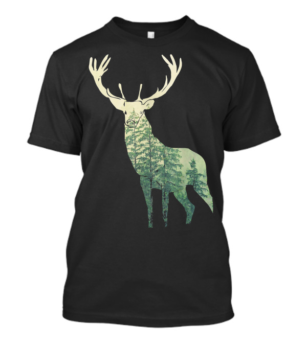 Deer Forest Double Exposure T-Shirt