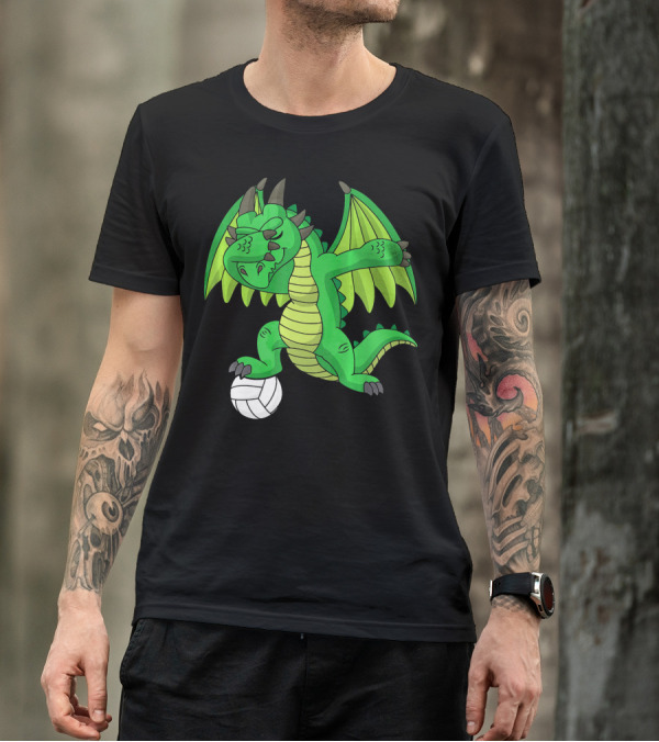 Dabbing Dragon With Volleyball Playful Sports T-Shirt