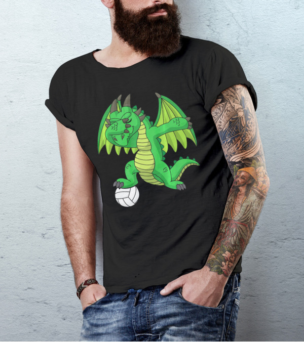 Dabbing Dragon With Volleyball Playful Sports T-Shirt