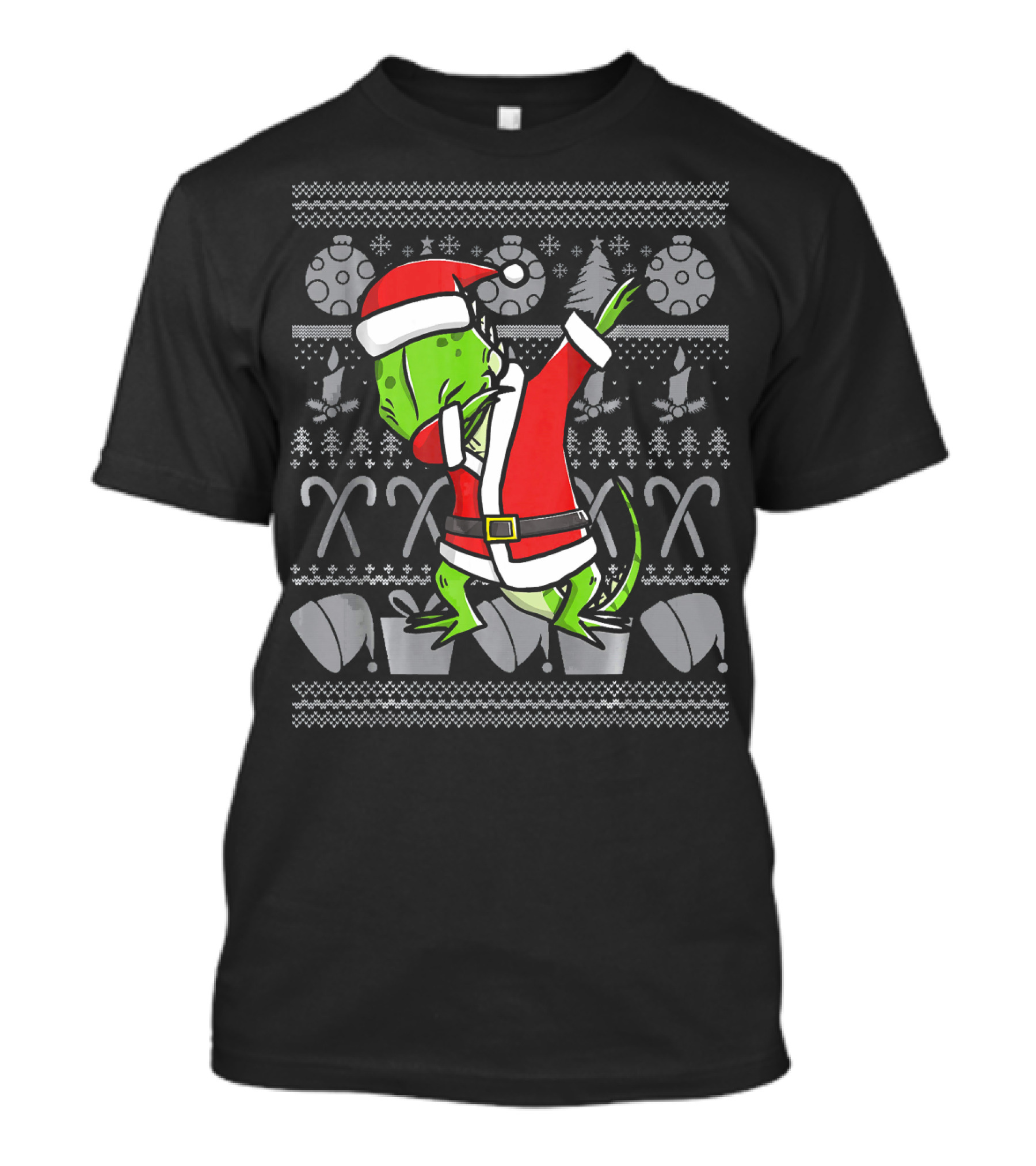 Santa Dabbing Iguana Dab Dance Funny Christmas T-Shirt