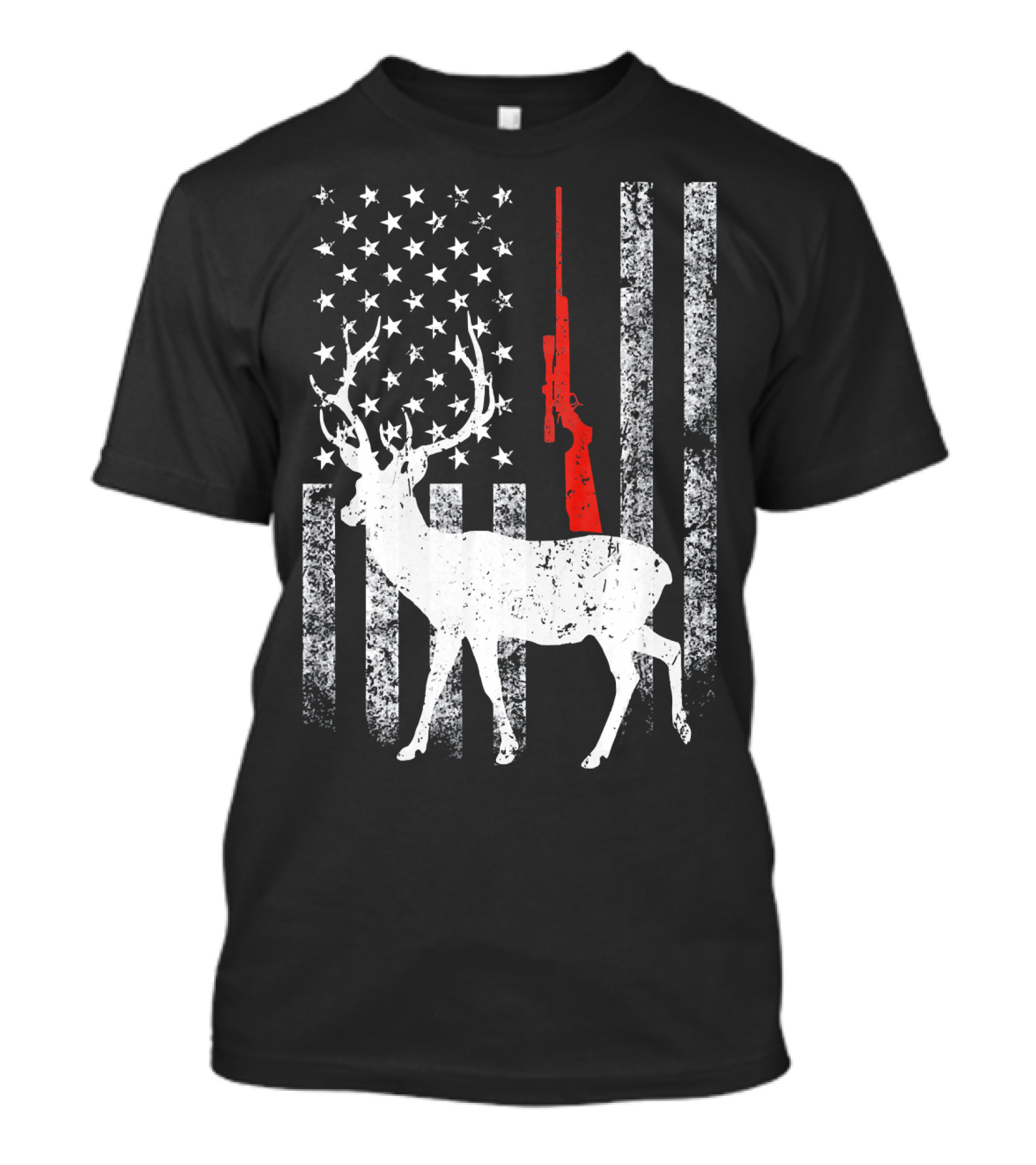 American Flag Deer Hunting Rifle T-Shirt