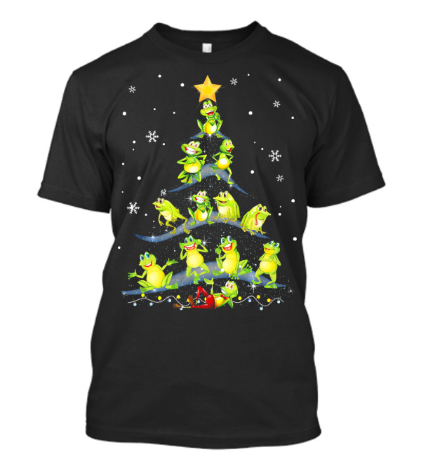 Cute Frog Christmas Tree Snowflakes Decor Xmas Holiday Frogs T-Shirt