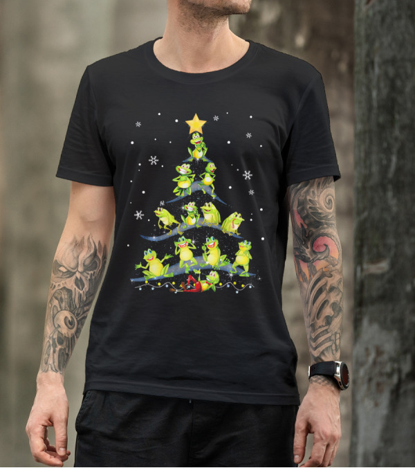 Cute Frog Christmas Tree Snowflakes Decor Xmas Holiday Frogs T-Shirt