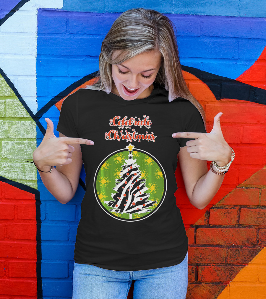 Celebrate Christmas Animal Print Tree T-Shirt
