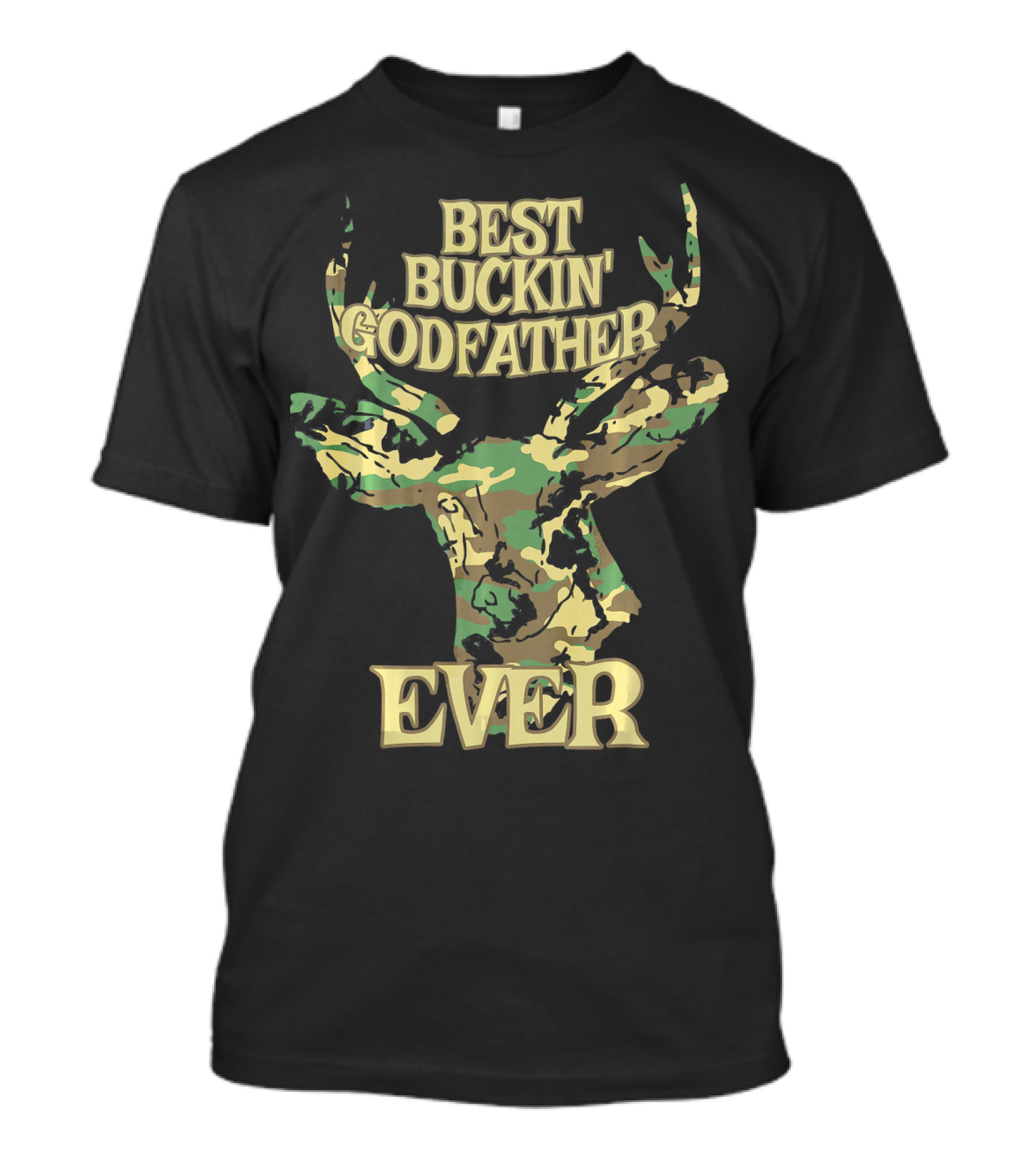 Best Buckin Godfather Ever Camo Deer Head T-Shirt