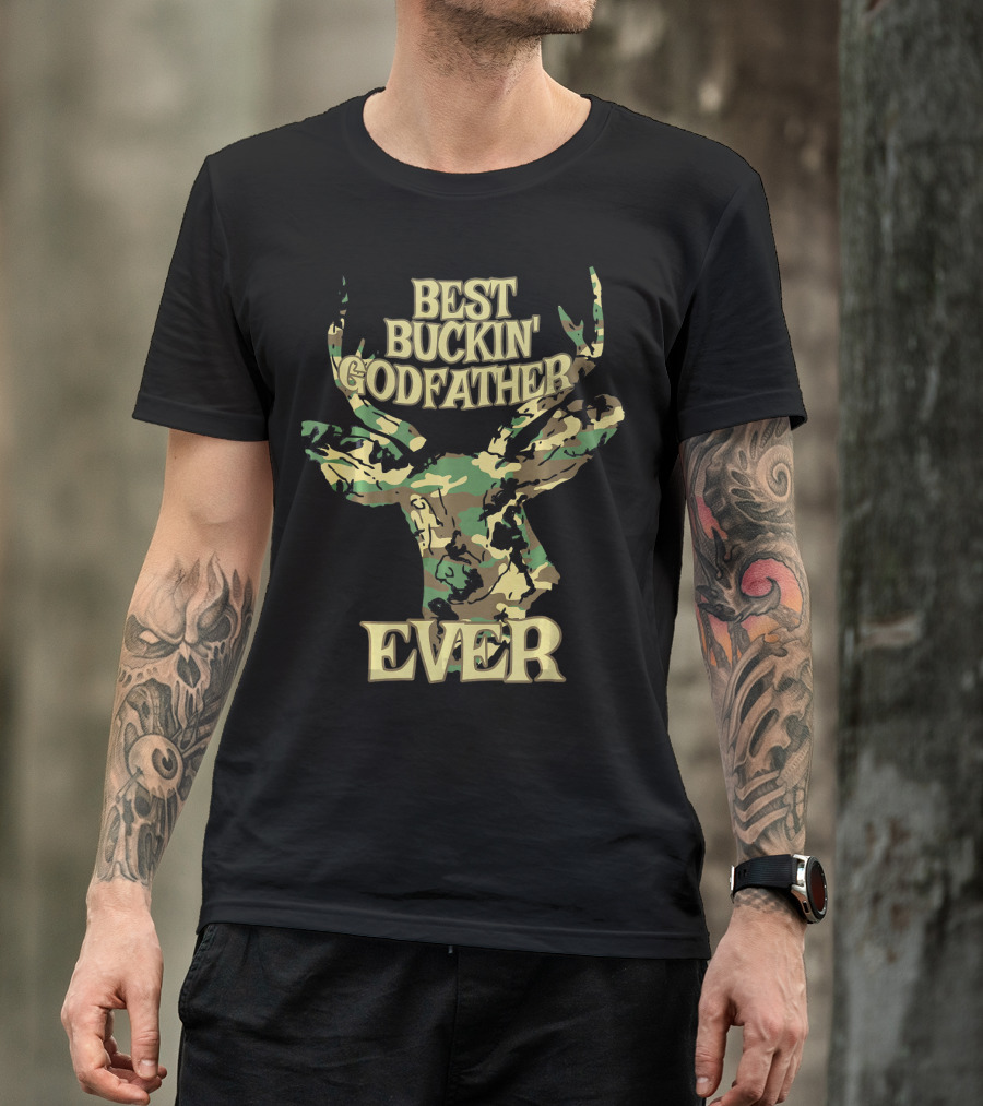 Best Buckin Godfather Ever Camo Deer Head T-Shirt