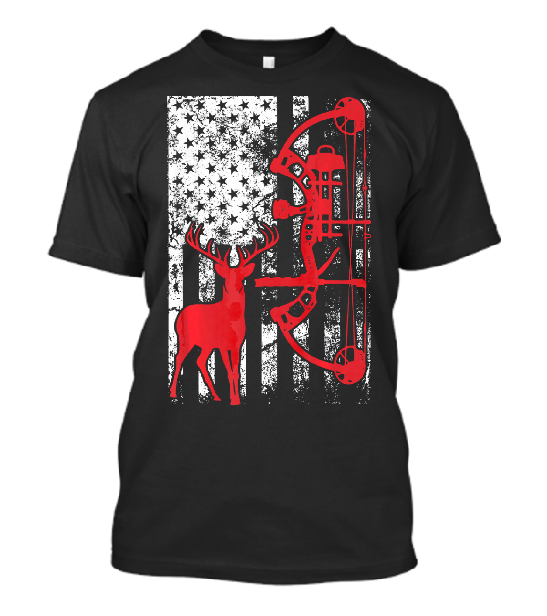 Bow Hunting Deer American Flag I Love Archery T-Shirt