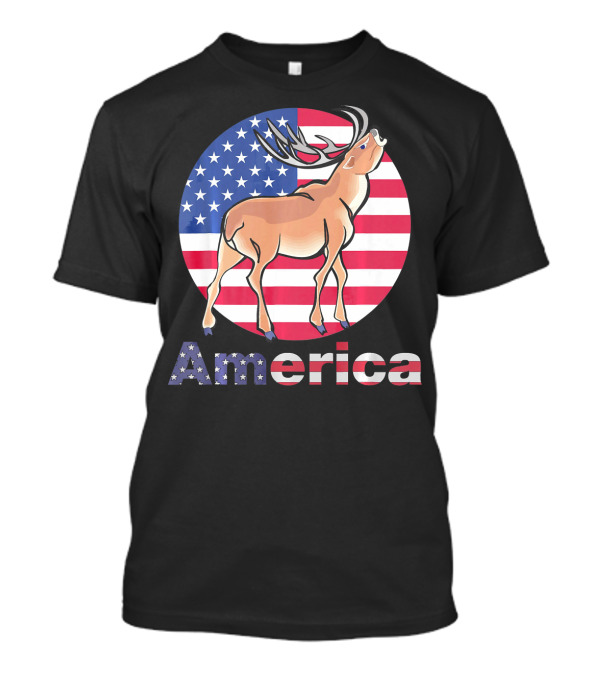 America Flag Deer 4th Of July T-Shirt