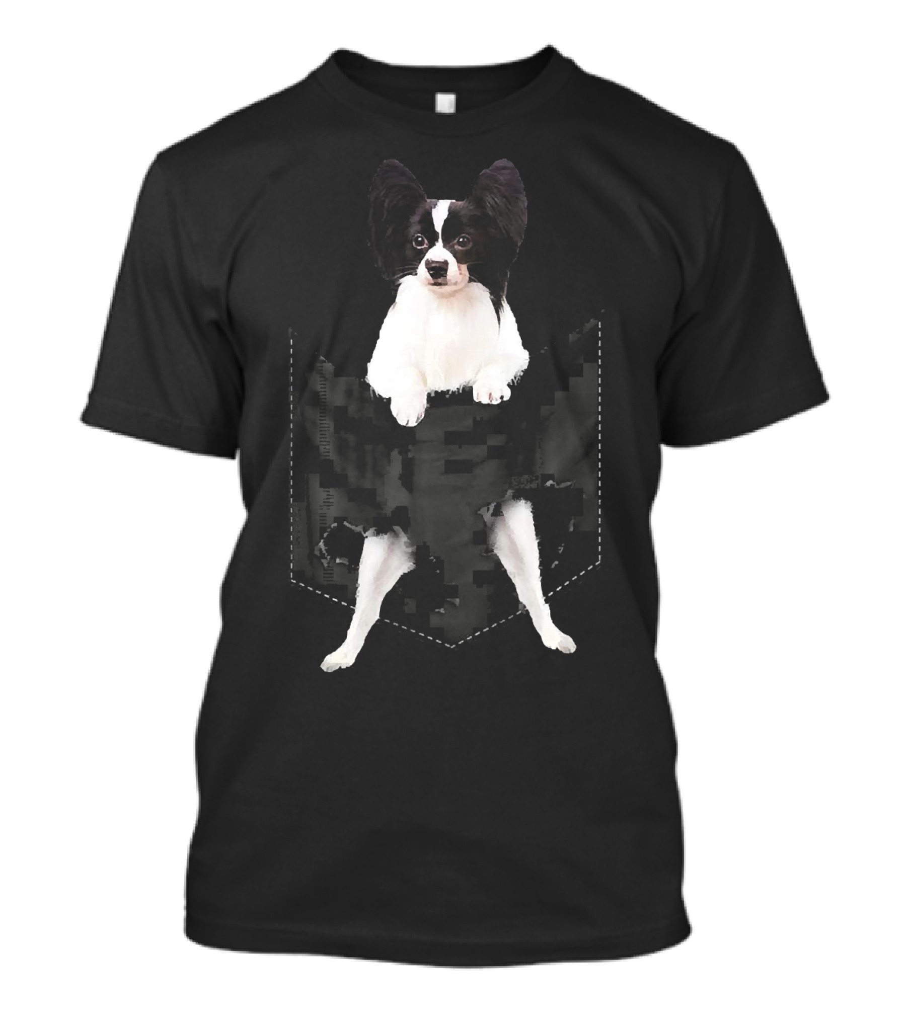 Papillon Pocket Mid Papillon Dog In Pocket T-Shirt
