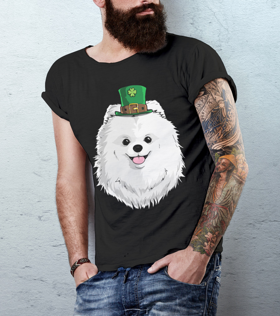 Pomeranian Dog Wearing Leprechaun Hat St Patricks Day T-Shirt