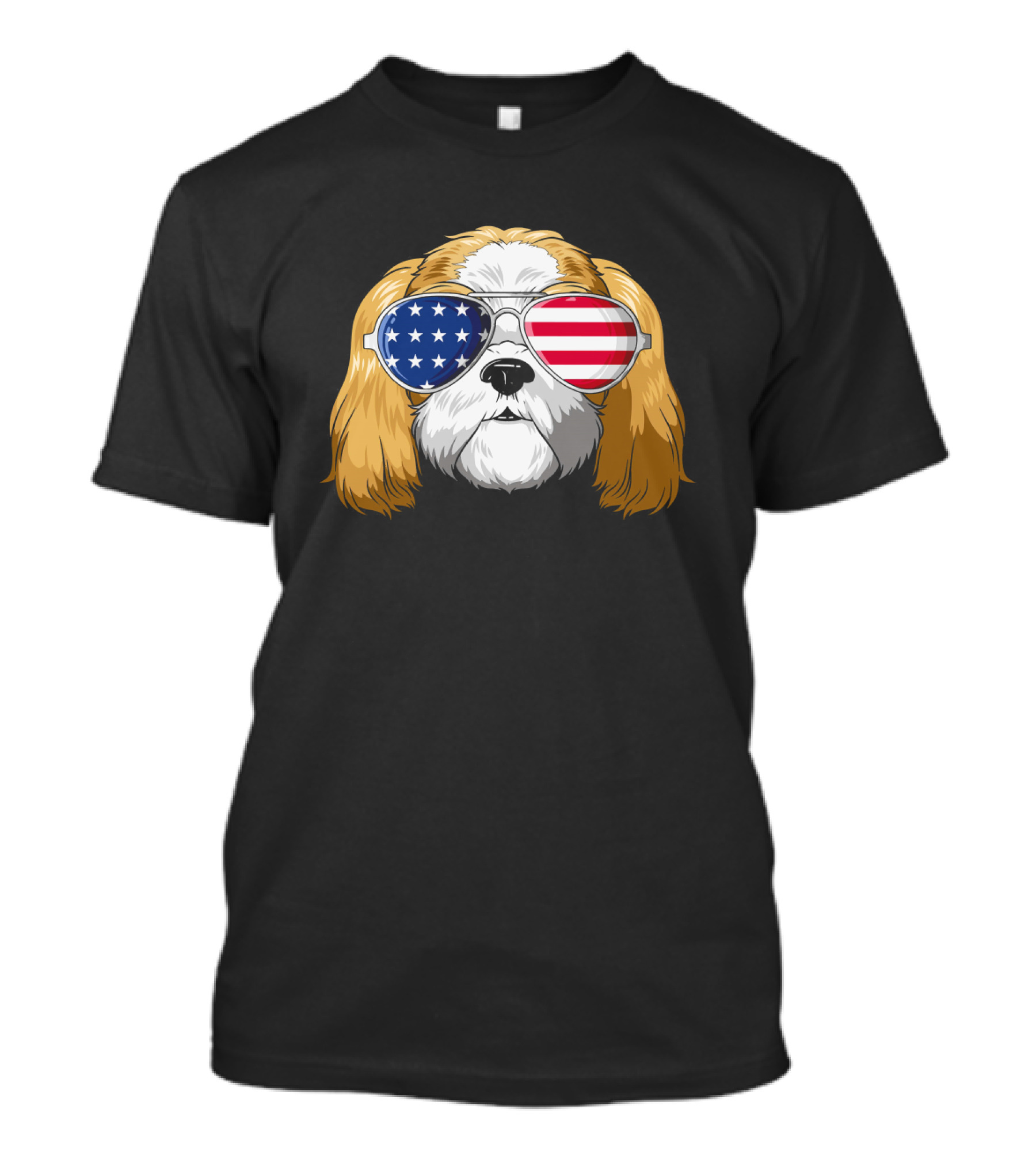 Shih Tzu Wearing American Flag Sunglasses Patriotic T-Shirt