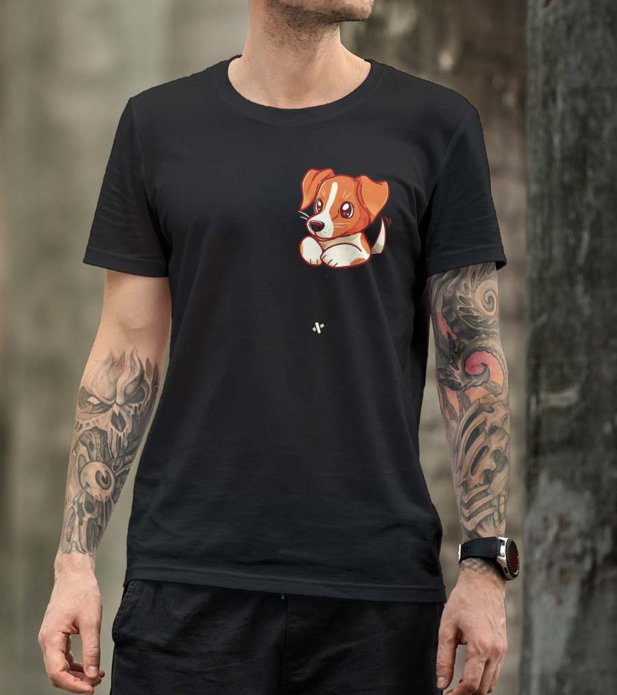 Pocket Cute Jack Russell Terrier Peeking Out Playfully T-Shirt