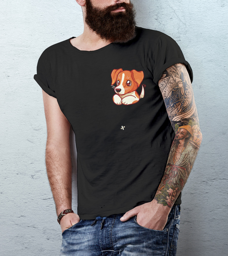 Pocket Cute Jack Russell Terrier Peeking Out Playfully T-Shirt