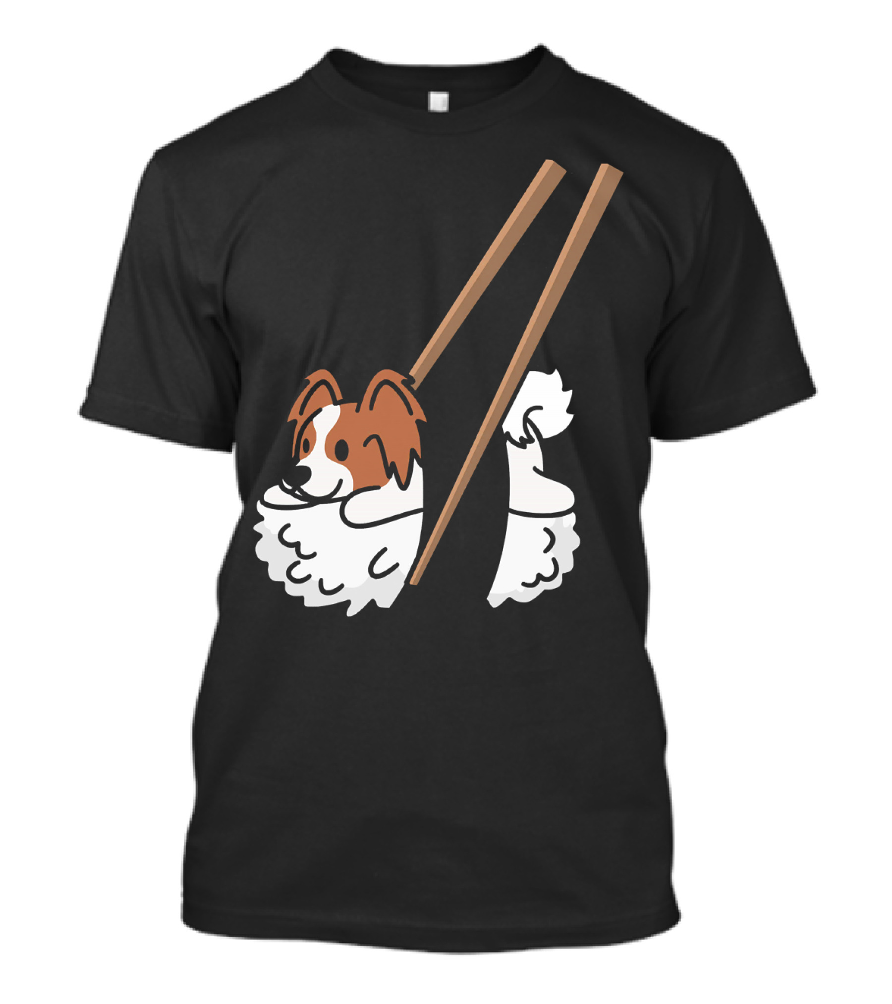 Papillon Sushi Chopsticks Funny Dog Rolls T-Shirt