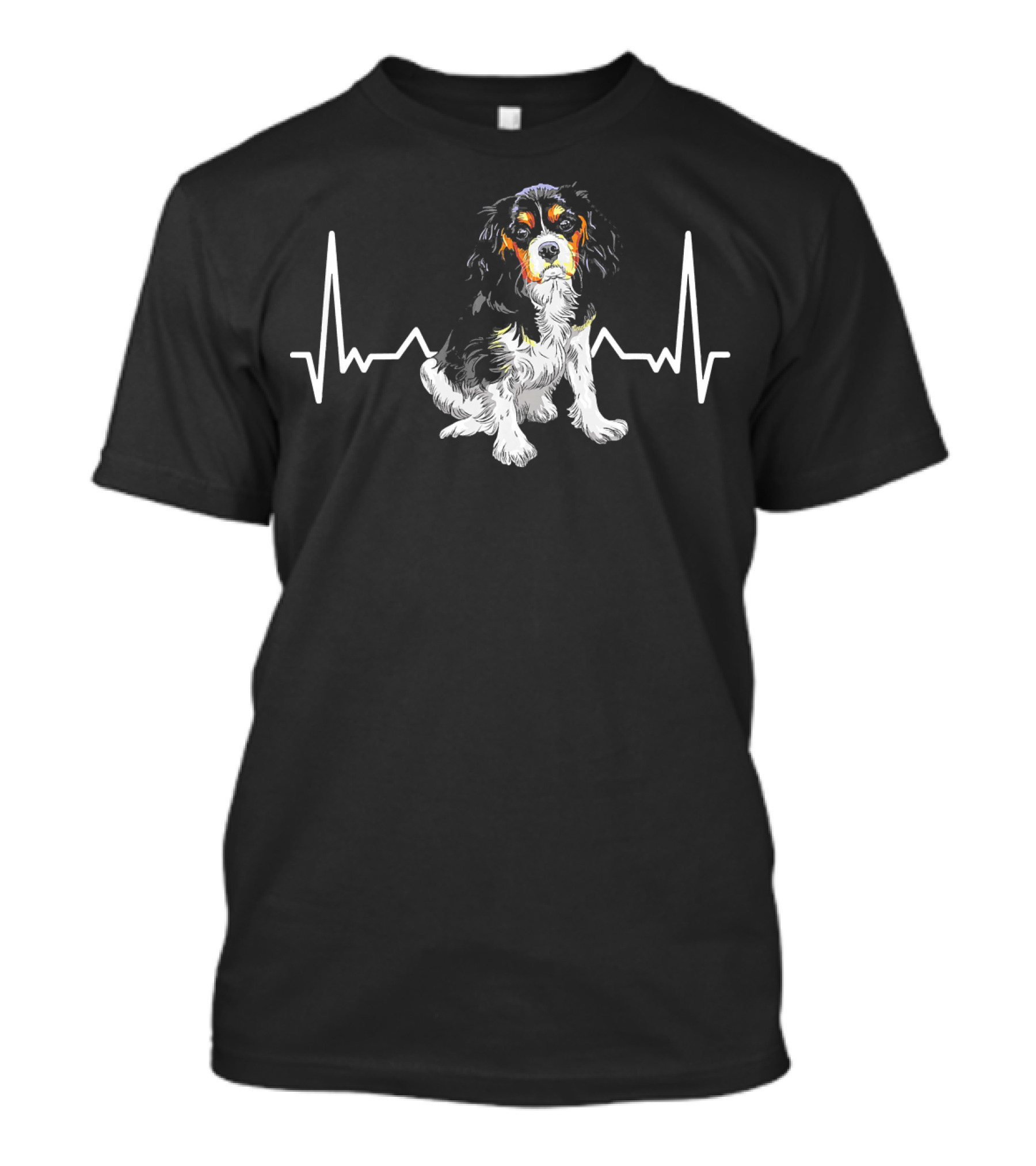 Cavalier King Charles Spaniel Dog With Heartbeat Line T-Shirt