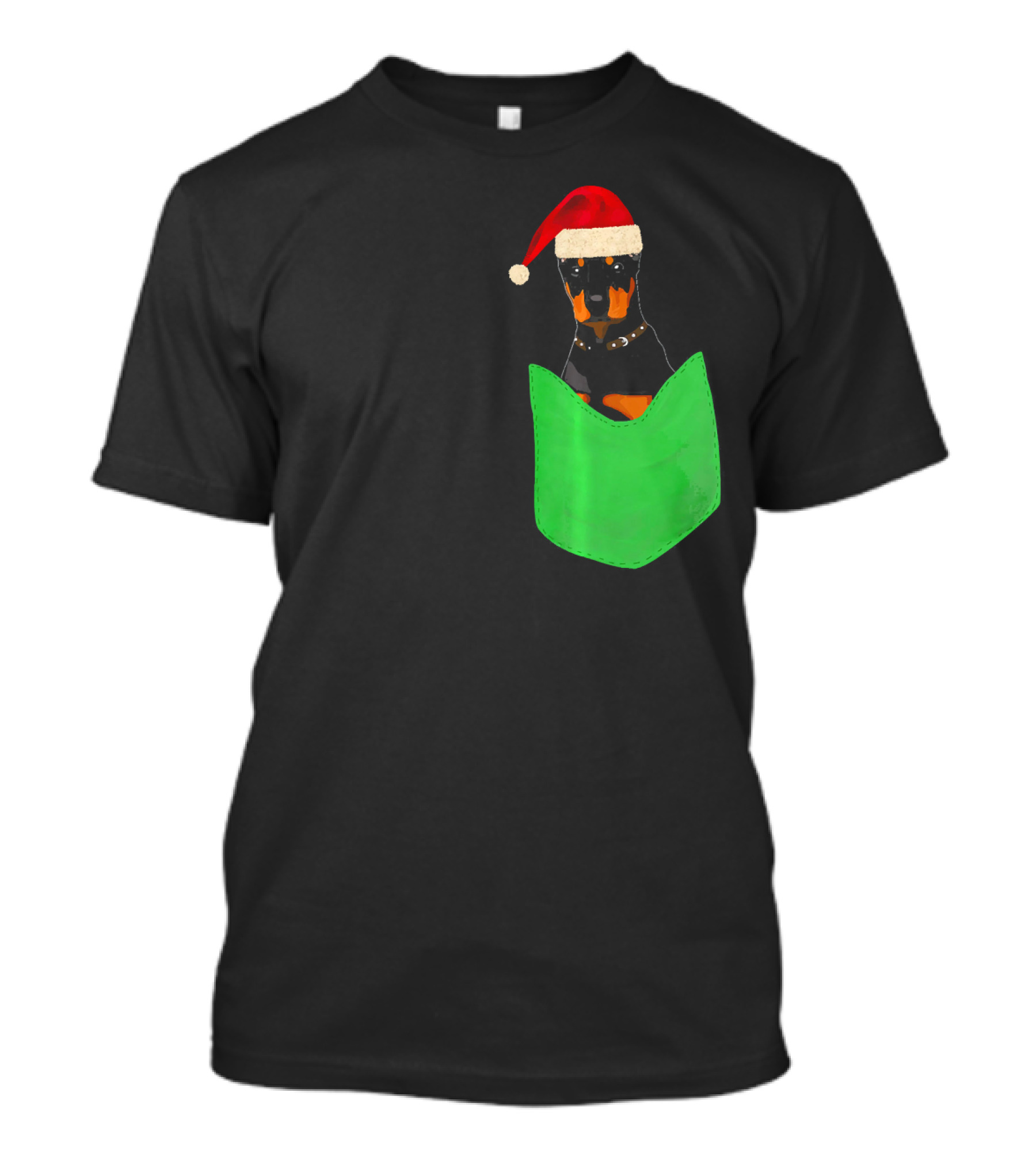 Funny Doberman Christmas Dog In Your Pocket Santa Hat T-Shirt
