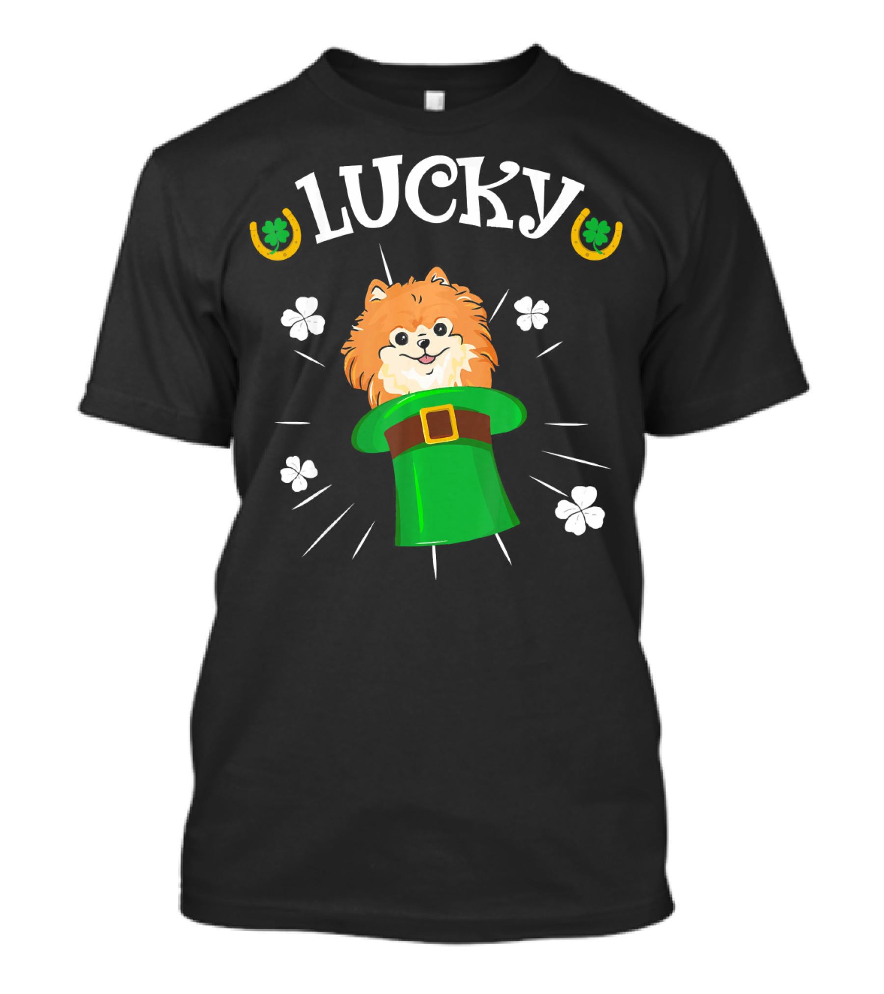 Lucky Pomeranian Clover Hat St Patricks T-Shirt