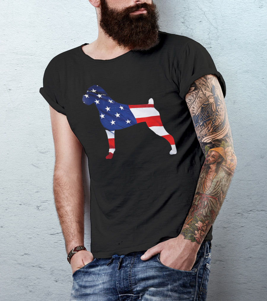 American Flag Boxer Dog T-Shirt