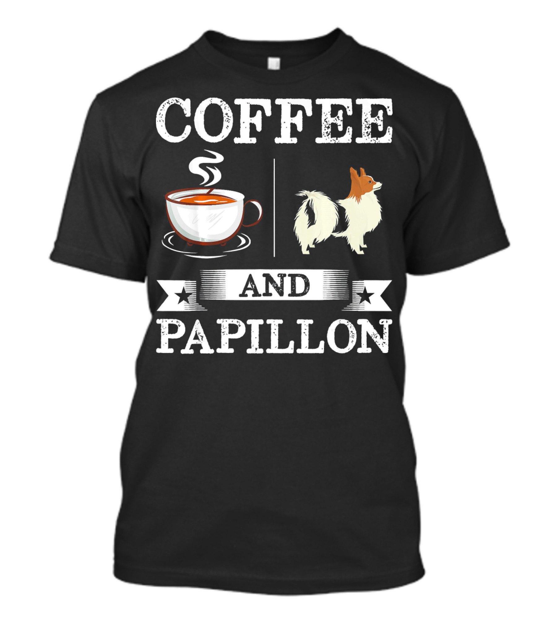 Coffee And Papillon With Coffee Cup And Dog T-Shirt