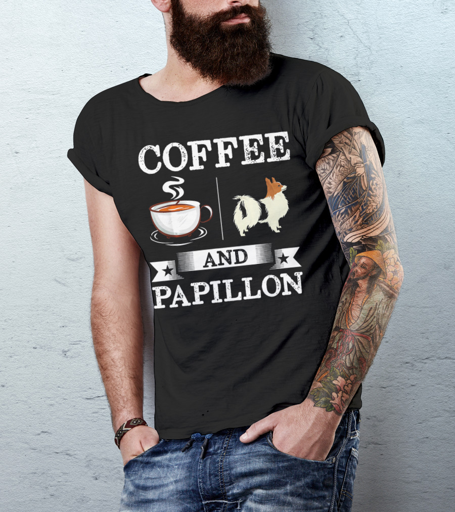 Coffee And Papillon With Coffee Cup And Dog T-Shirt