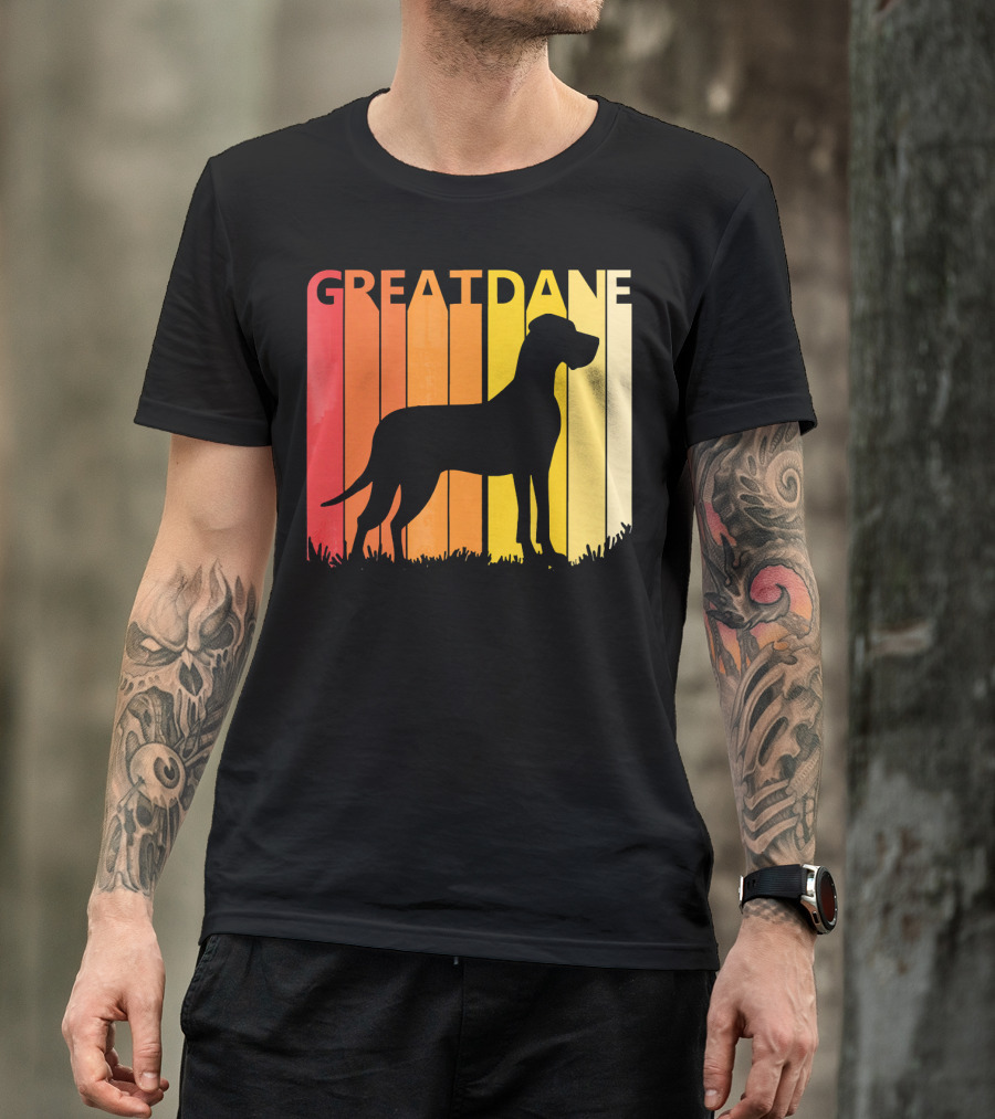 Great Dane Retro Silhouette Dog Vintage Sunset T-Shirt