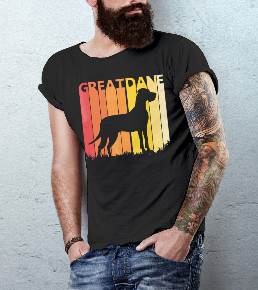 Great Dane Retro Silhouette Dog Vintage Sunset T-Shirt