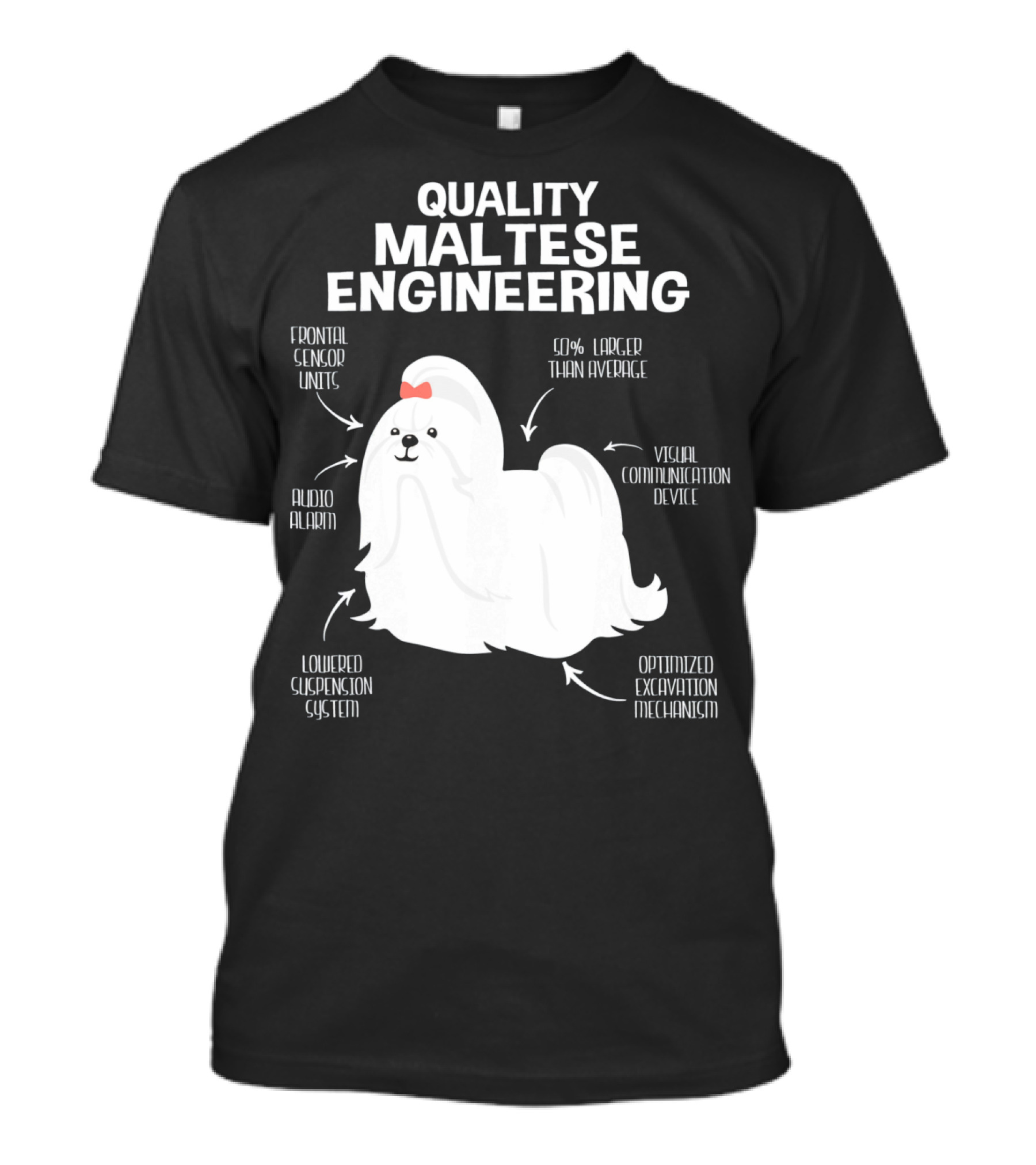 Quality Maltese Engineering Anatomy Dog Frontal Sensor Units Audio Alarm Visual Communication Device T-Shirt