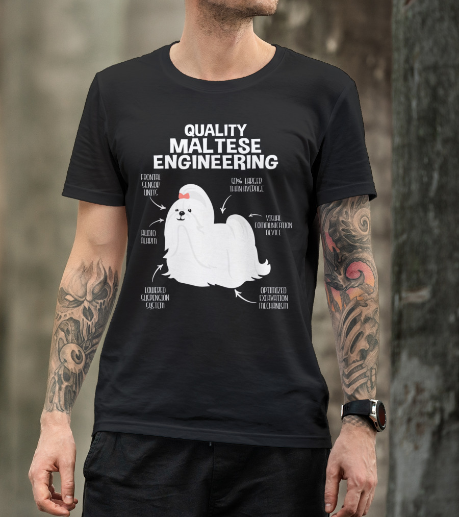 Quality Maltese Engineering Anatomy Dog Frontal Sensor Units Audio Alarm Visual Communication Device T-Shirt