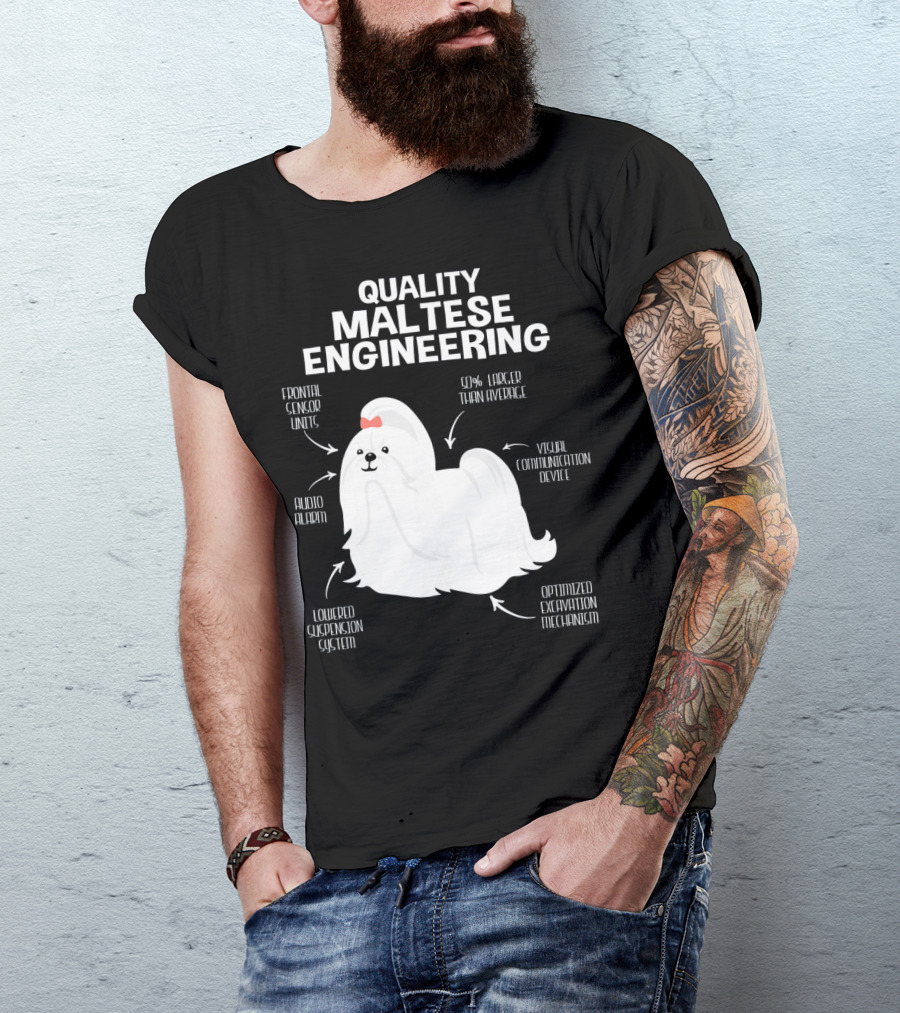 Quality Maltese Engineering Anatomy Dog Frontal Sensor Units Audio Alarm Visual Communication Device T-Shirt