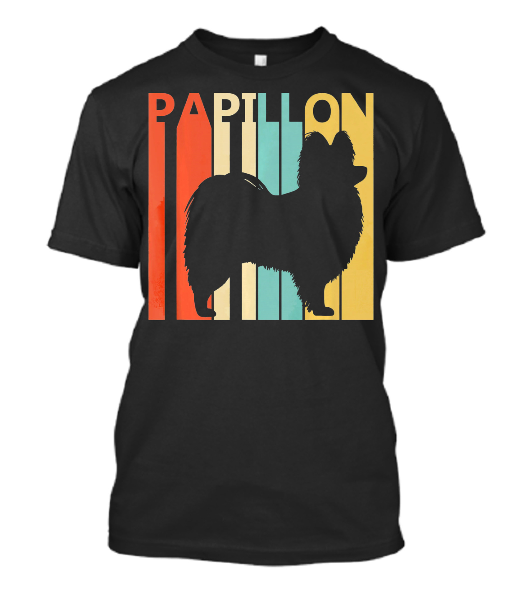 Papillon Retro Silhouette For Dog Dad T-Shirt