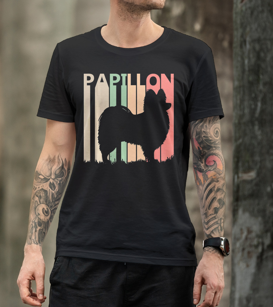Papillon Retro Silhouette Valentine's Day Dog Lovers T-Shirt