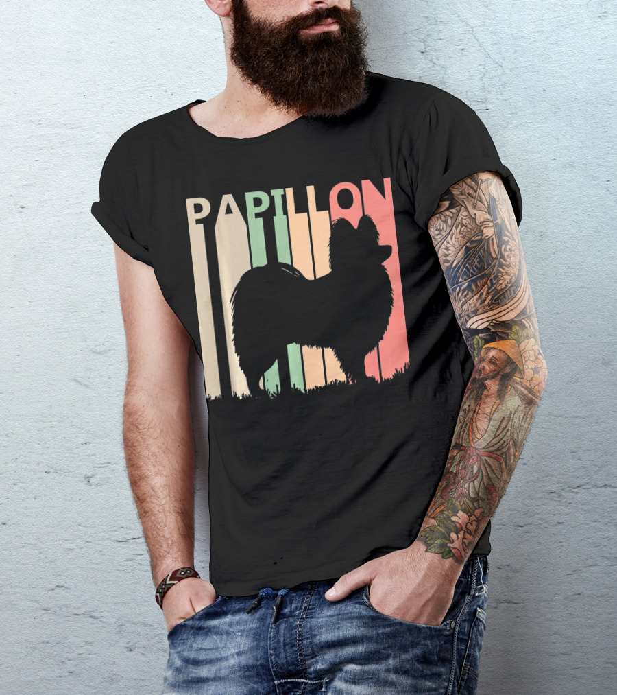 Papillon Retro Silhouette Valentine's Day Dog Lovers T-Shirt